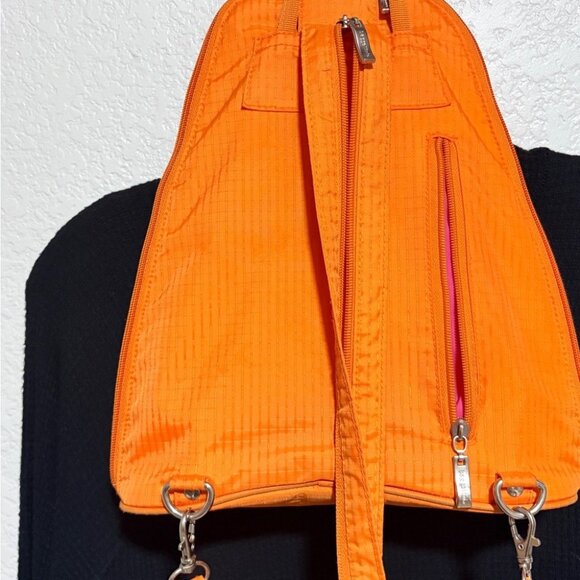 Baggallini Bright Orange Backpack Travel Convertible Organized Ladies Bag Purse - Picture 3 of 6
